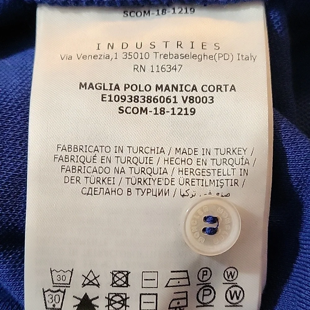 Nwt. Moncler Maglia Polo blue shirt size L - Picture 6 of 8